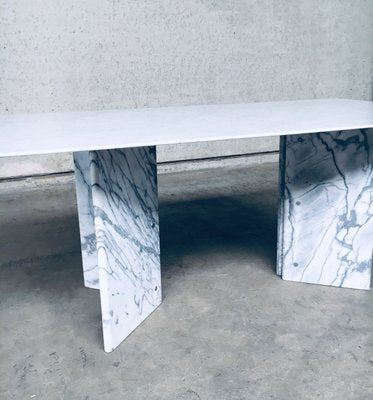 Postmodern Italian Carrara Marble Dining Table, 1970s-RQV-937572