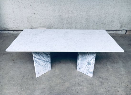 Postmodern Italian Carrara Marble Dining Table, 1970s-RQV-937572