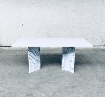 Postmodern Italian Carrara Marble Dining Table, 1970s-RQV-937572