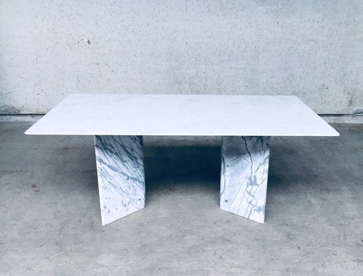 Postmodern Italian Carrara Marble Dining Table, 1970s-RQV-937572