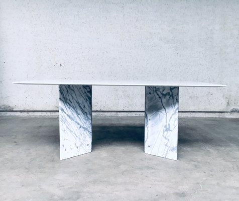 Postmodern Italian Carrara Marble Dining Table, 1970s-RQV-937572