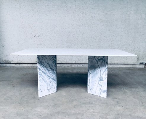 Postmodern Italian Carrara Marble Dining Table, 1970s-RQV-937572