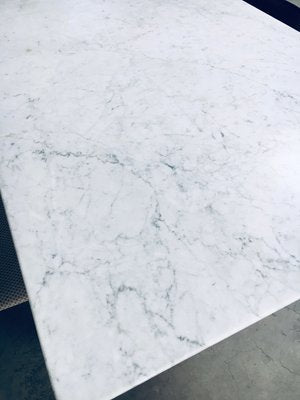 Postmodern Italian Carrara Marble Dining Table, 1970s-RQV-937572