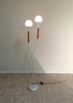 Postmodern Italian Cherry, Opal & Glass Floor Lamp, 1990s-ZST-882610