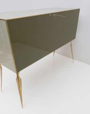 Postmodern Italian Chest in Colored Glass and Brass, 1980s-FER-1744330