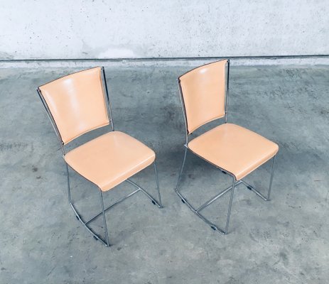 Postmodern Italian Design Leather Dining Chair Set by Segis, 1990s, Set of 2-RQV-1094429