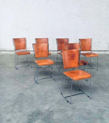 Postmodern Italian Design Leather Dining Chair Set by Segis, 1990s, Set of 7-RQV-1094433