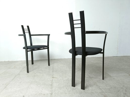 Postmodern Italian Dining Chairs with Armrests, 1980s, Set of 10-IRH-1806910