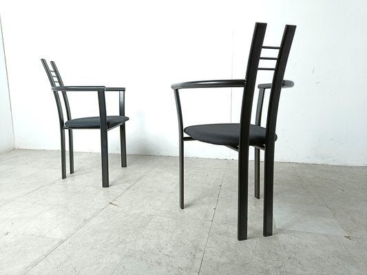 Postmodern Italian Dining Chairs with Armrests, 1980s, Set of 10-IRH-1806910