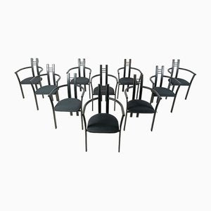 Postmodern Italian Dining Chairs with Armrests, 1980s, Set of 10-IRH-1806910