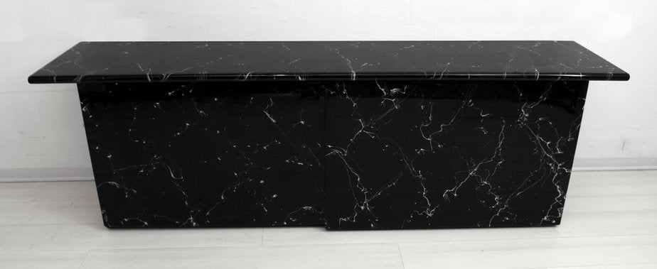 Postmodern Italian Lacquered Wood and Black Marble Sideboard, 1980s-FER-635654