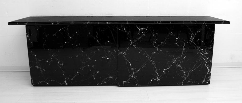 Postmodern Italian Lacquered Wood and Black Marble Sideboard, 1980s-FER-635654