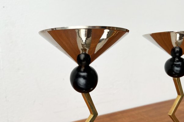 Postmodern Italian Metal Candleholders, 1980s, Set of 2-UAH-1725101