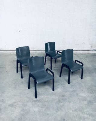 Postmodern Leather Dining Chairs, Italy, 1980s, Set of 4-RQV-1707089