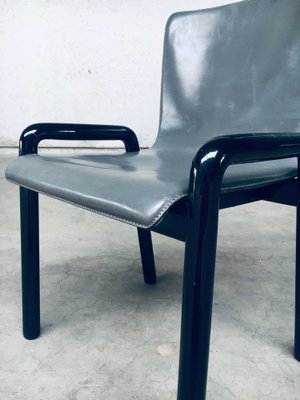 Postmodern Leather Dining Chairs, Italy, 1980s, Set of 4-RQV-1707089