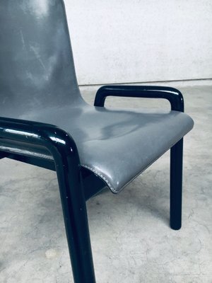 Postmodern Leather Dining Chairs, Italy, 1980s, Set of 4-RQV-1707089