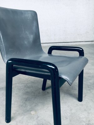 Postmodern Leather Dining Chairs, Italy, 1980s, Set of 4-RQV-1707089