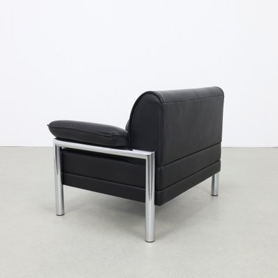 Postmodern Lounge Chair in Chrome and Leather, 1980s-RZV-1787848