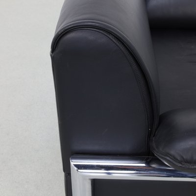 Postmodern Lounge Chair in Chrome and Leather, 1980s-RZV-1787848