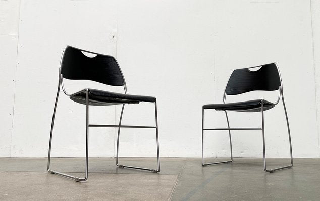 Postmodern Minimalist Stacking Chairs, 1980s, Set of 2-UAH-1731892