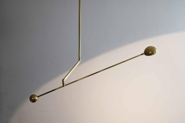 Postmodern Minimum Brass Balancing Counterweight Lamp, 1980s-FJP-1779804