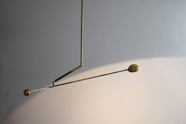 Postmodern Minimum Brass Balancing Counterweight Lamp, 1980s-FJP-1779804