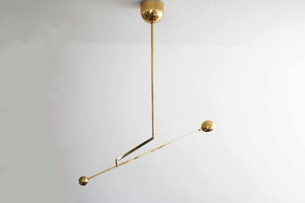 Postmodern Minimum Brass Balancing Counterweight Lamp, 1980s-FJP-1779804