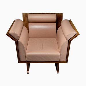 Postmodern Neo Eclectic Wood and Leather Lounge Chair from Busnelli, 1983-IEI-1736283