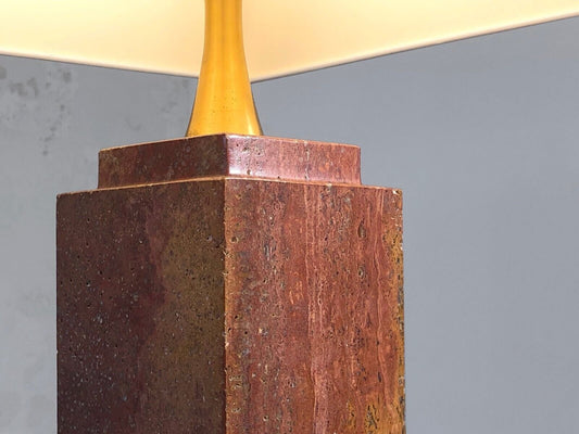 Postmodern Pink Marble Table Lamp by Philippe Barbier, France, 1970s