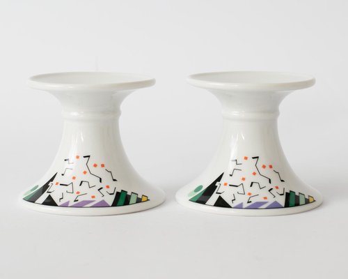 Postmodern Porcelain Candleholders from Seltmann Weiden, 1980s, Set of 2-IXK-1438411