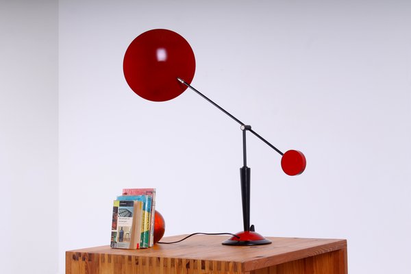 Postmodern Red and Black Adjustable Counterbalance Table Light from Herda, 1980s-XT-1359456