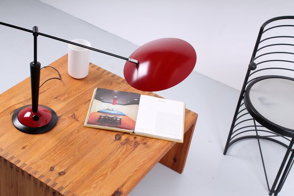 Postmodern Red and Black Adjustable Counterbalance Table Light from Herda, 1980s-XT-1359456