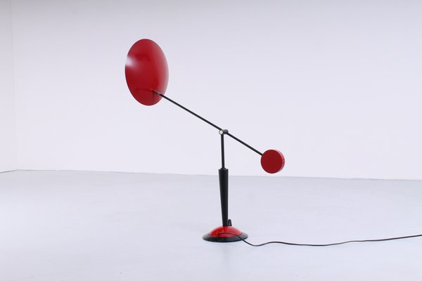 Postmodern Red and Black Adjustable Counterbalance Table Light from Herda, 1980s-XT-1359456