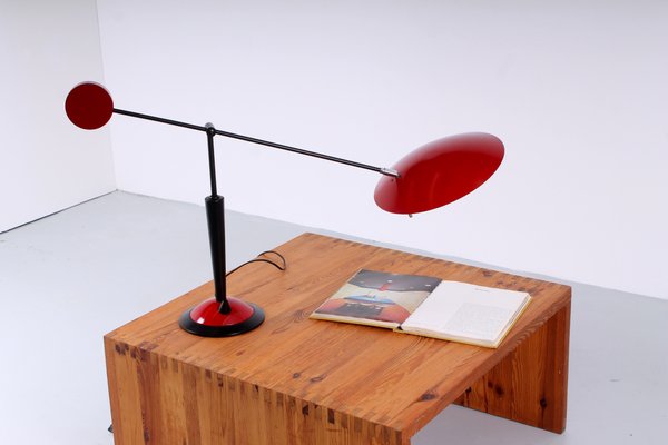 Postmodern Red and Black Adjustable Counterbalance Table Light from Herda, 1980s-XT-1359456