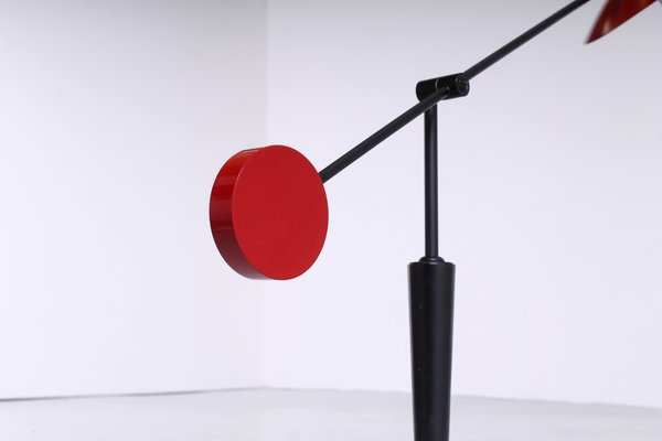 Postmodern Red and Black Adjustable Counterbalance Table Light from Herda, 1980s-XT-1359456