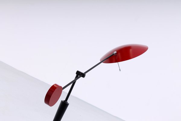 Postmodern Red and Black Adjustable Counterbalance Table Light from Herda, 1980s-XT-1359456