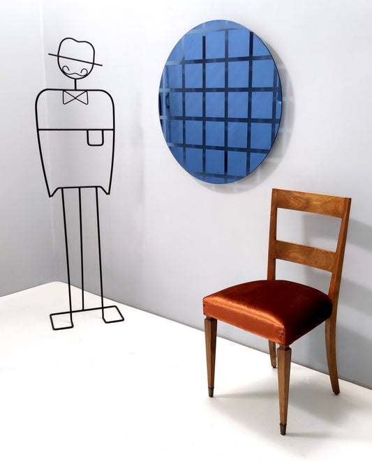 Postmodern Round Blue-Gray Wall Mirror Andromeda by Nanda Vigo, Italy, 1976