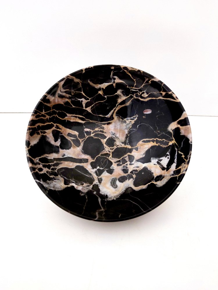 Postmodern Round Portoro Marble Ashtray, 1980s