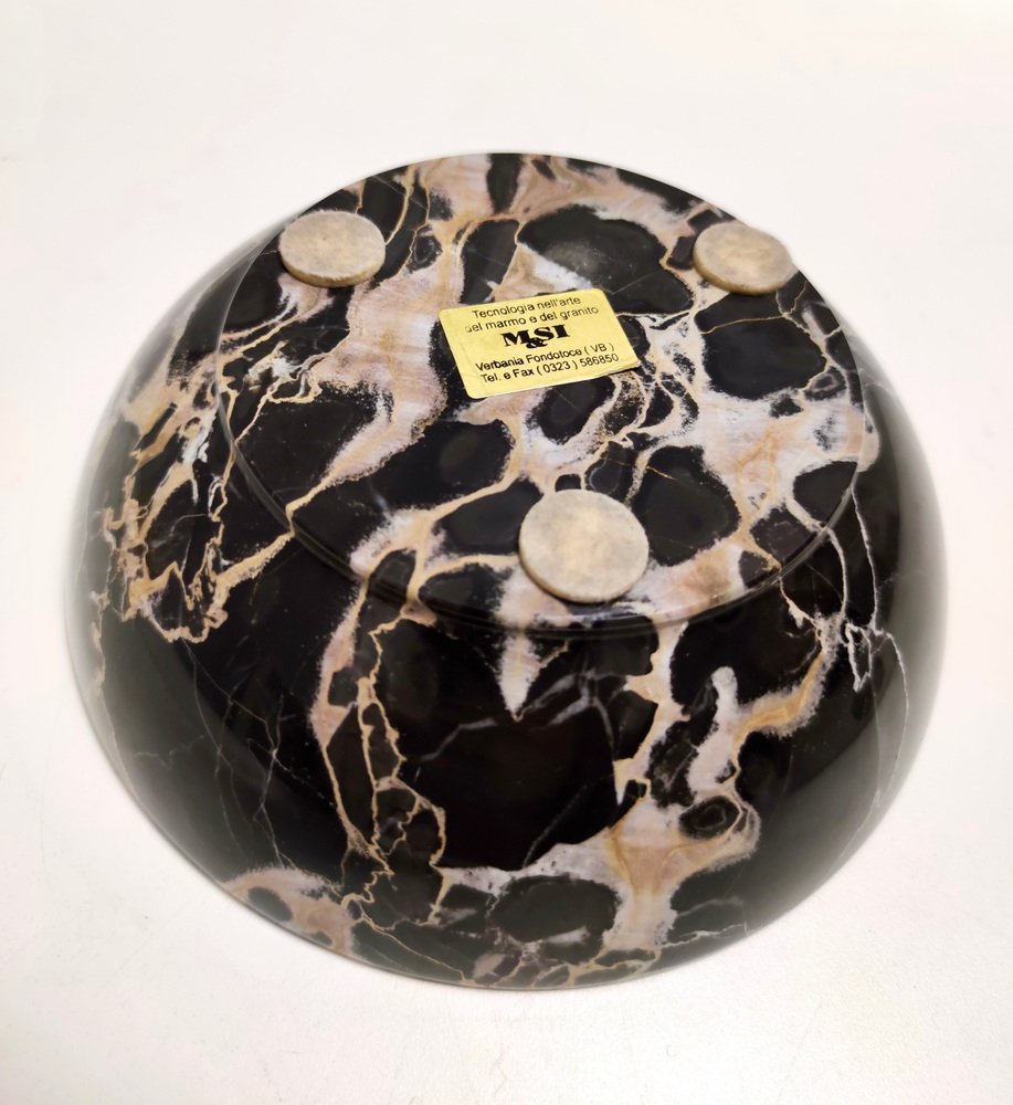 Postmodern Round Portoro Marble Ashtray, 1980s