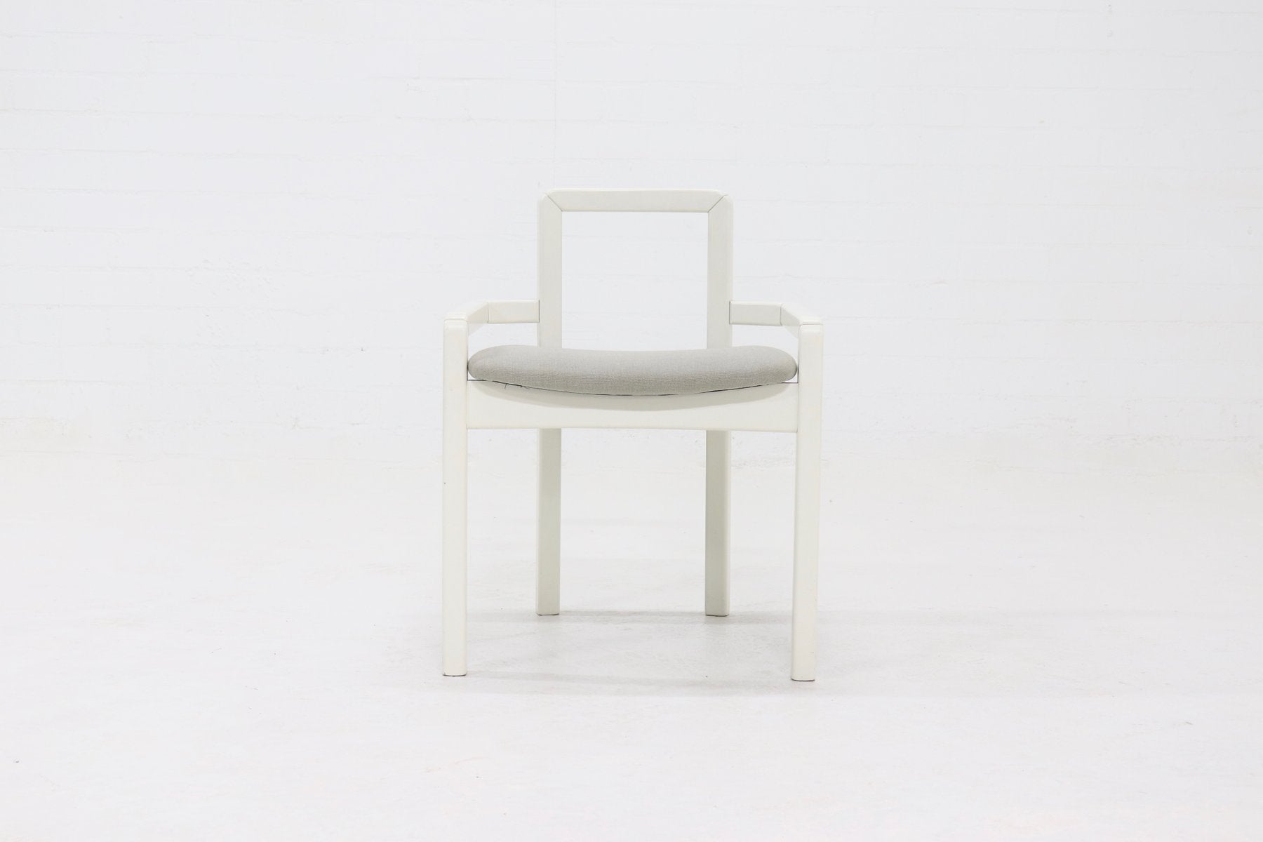 Postmodern Side Chair in White Lacquered Wood, 1980s