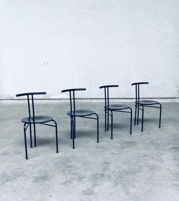 Postmodern Slender Dining Chair Set, Italy, 1980s, Set of 4-RQV-2036279