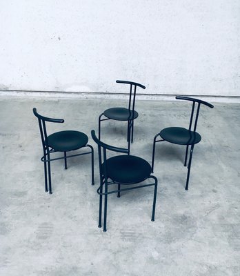 Postmodern Slender Dining Chair Set, Italy, 1980s, Set of 4-RQV-2036279