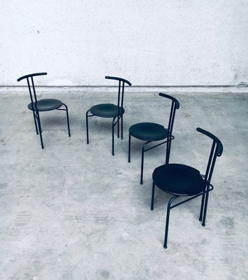 Postmodern Slender Dining Chair Set, Italy, 1980s, Set of 4-RQV-2036279