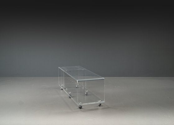 Postmodern Space Age Acrylic Glass Serving Bar Cart in the style of David Lange, 1960s-VLO-1703679