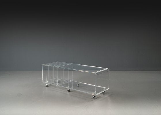 Postmodern Space Age Acrylic Glass Serving Bar Cart in the style of David Lange, 1960s-VLO-1703679