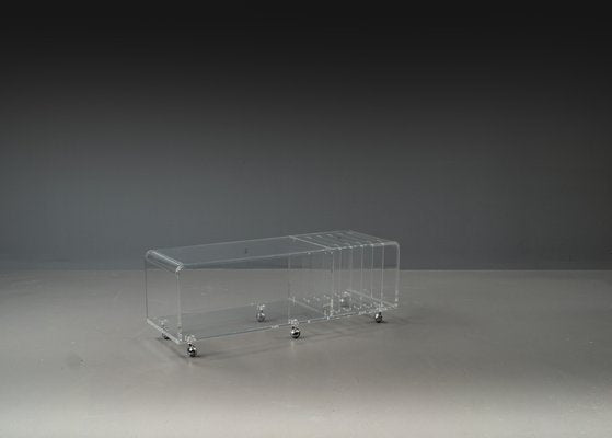 Postmodern Space Age Acrylic Glass Serving Bar Cart in the style of David Lange, 1960s-VLO-1703679