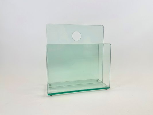 Postmodern Tempered Glass Magazine Rack from Fine-Line Glasdesign, 1980s-ZCY-2038021