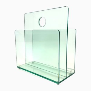 Postmodern Tempered Glass Magazine Rack from Fine-Line Glasdesign, 1980s-ZCY-2038021