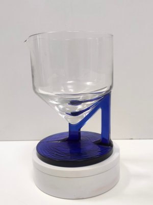 Postmodern Transparent and Blue Glass Pitcher, Italy, 1970s-JPQ-1820122