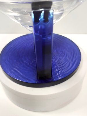 Postmodern Transparent and Blue Glass Pitcher, Italy, 1970s-JPQ-1820122